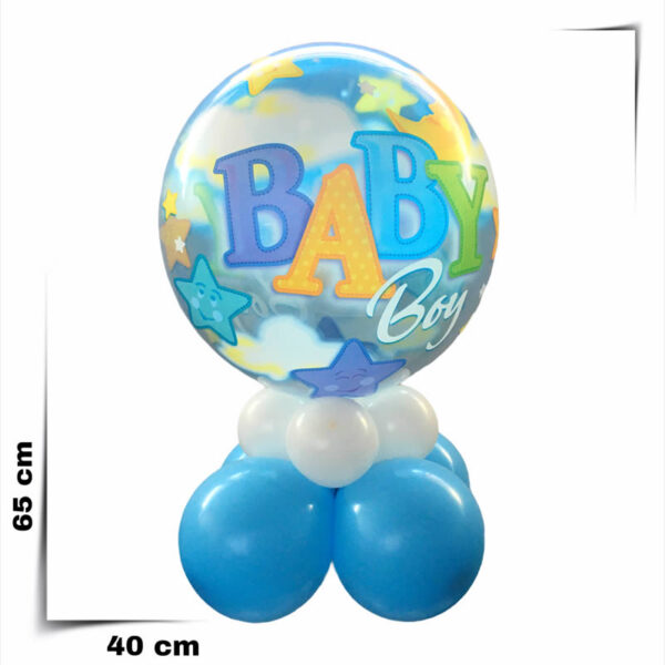 Composizione a palloncino nascita bimbo Bubbles trasparente
