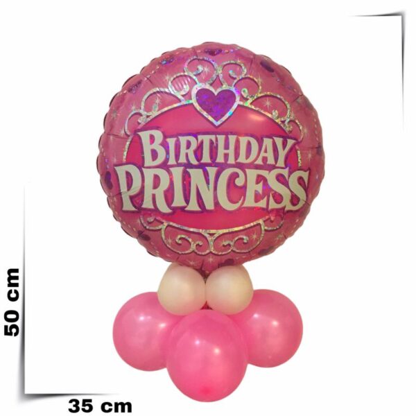 Composizione di palloncini centrotavola con palloncino grande Princess da 46 cm