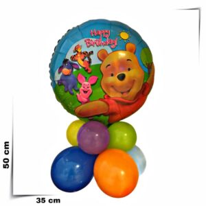 Composizione di palloncini centrotavola con palloncino grande Winnie the Pooh da 46 cm