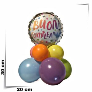 Composizione di palloncini centrotavola Buon Compleanno