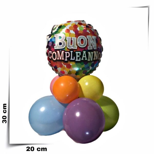 Composizione di palloncini centrotavola Buon Compleanno