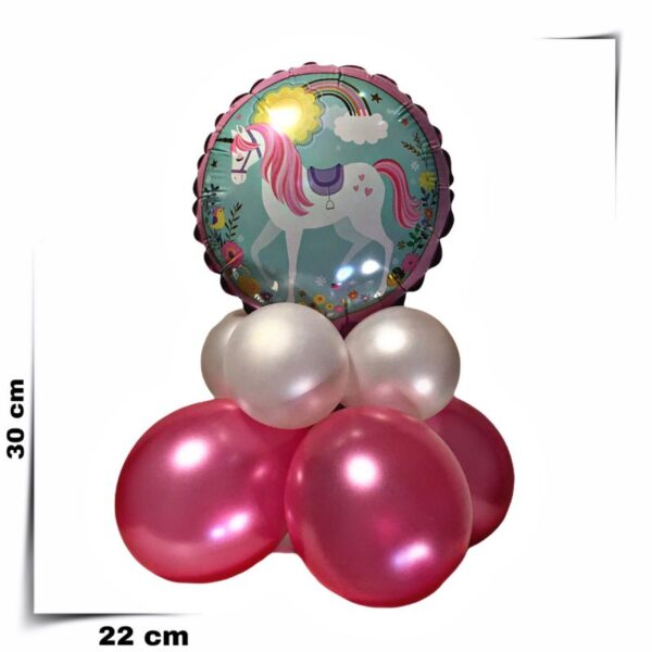 Composizione di palloncini centrotavola Unicorno