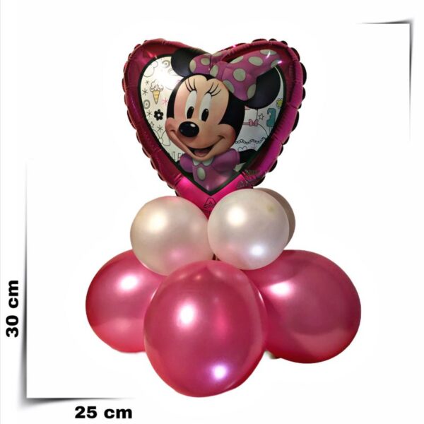 Composizione di palloncini centrotavola a cuore Minnie