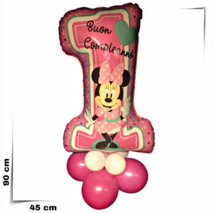 Composizione di palloncini centrotavola primo compleanno Minnie