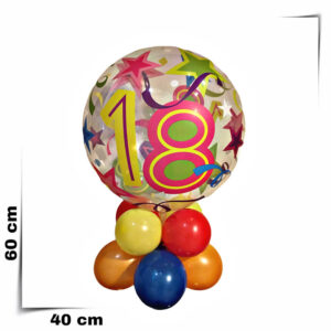 Centrotavola composizione palloncini già gonfiati 18 anni Bubbles trasparente stampata multicolor