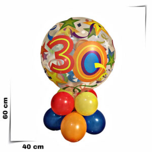 Centrotavola composizione palloncini già gonfiati 30 anni Bubbles trasparente stampata multicolor